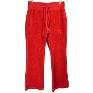 Tek Gear Flare Leg Red Chili Drawstring Velour Lounge Yoga Pants - Medium